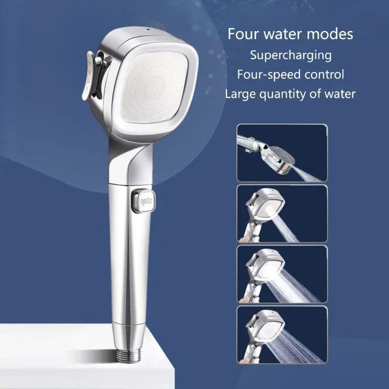 High Pressure Shower Head with On/Off Switch – 4 Spray Modes, Water Saving Design