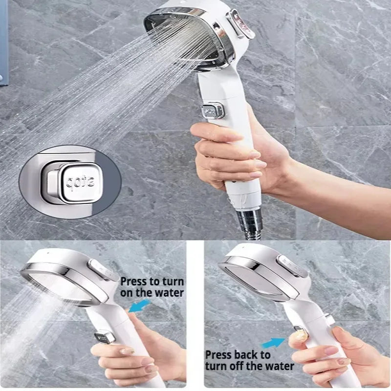 High Pressure Shower Head with On/Off Switch – 4 Spray Modes, Water Saving Design