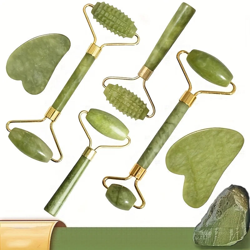 Jade Roller & Gua Sha Facial Massager – Reduce Puffiness & Glow Skin